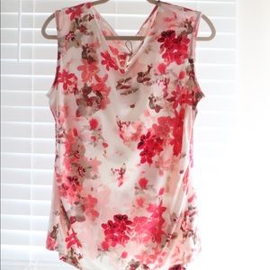 Calvin Klein New With Tags Floral Sleeveless Ruched Top